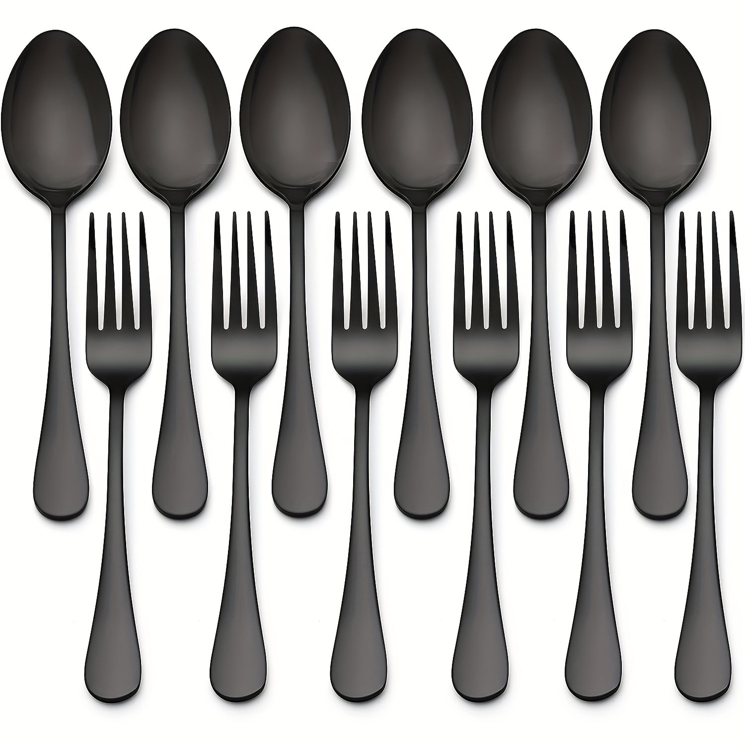  Hiware Juego de cubiertos de 24 tenedores y cucharas de acero  inoxidable de grado alimenticio para el hogar, cocina y restaurante, pulido  con espejo, apto para lavavajillas : Salud y Hogar