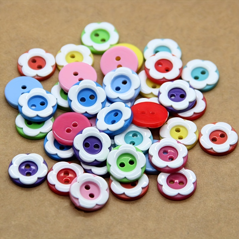 Flower Buttons Resin Round Buttons Diy Buttons - Temu