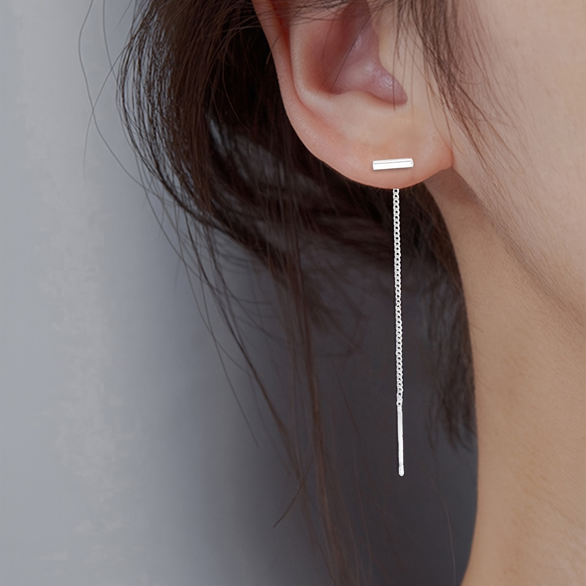 Minimalist Drop Chain Threader Earrings