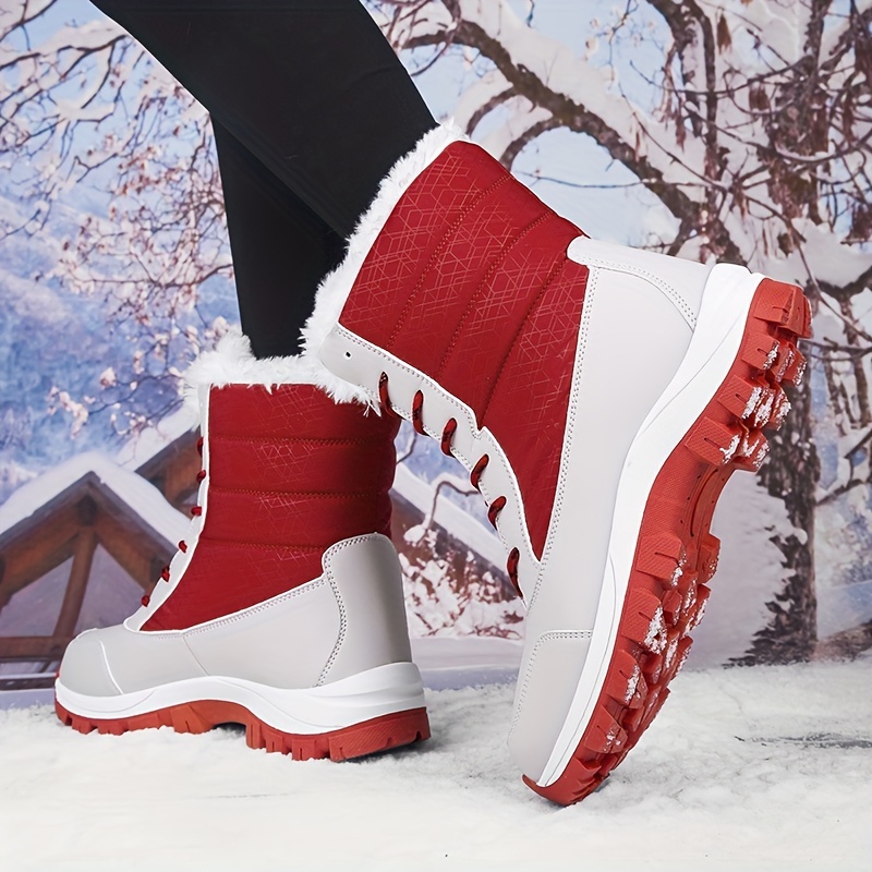 Women's Snow Boots Lace Up Platform Comfortable Walking Shoes
