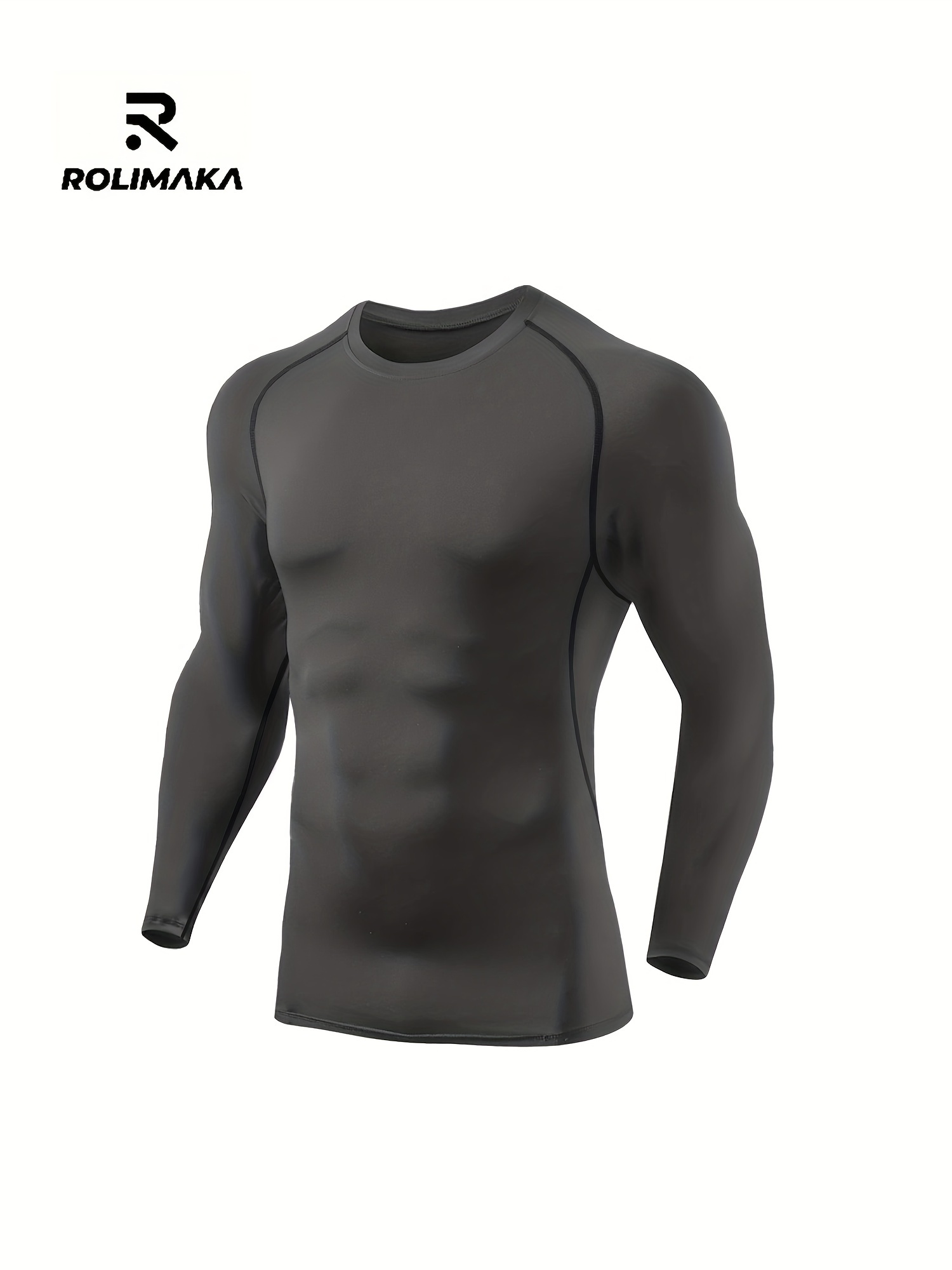 Men's New Sport Fitness Solid Long Sleeve Workout Training Gym T-Shirts  Clothes