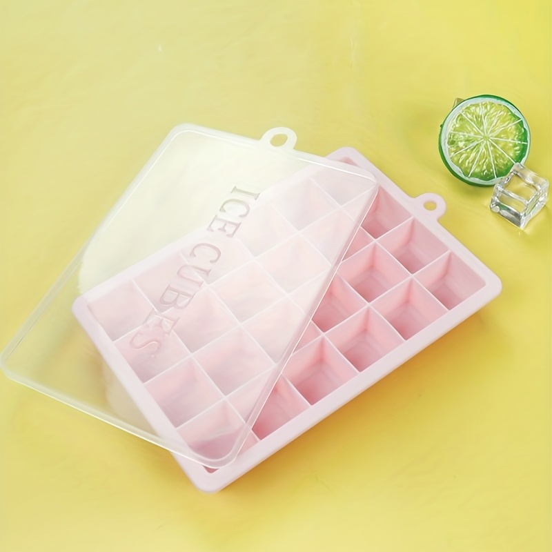 Ice Cube Tray With Lid, 24 Cavity Flexible Food Grade Silicone Ice