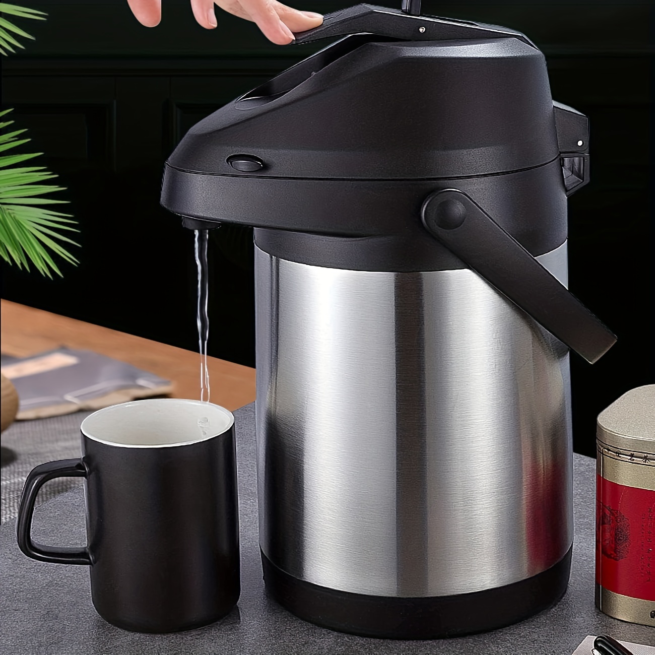 Stainless Steel Insulated Coffee Pot - Large Beverage Dispenser With Cold/ hot Water Lever Action - Keep Your Coffee Hot Or Cold All Day Long - Temu