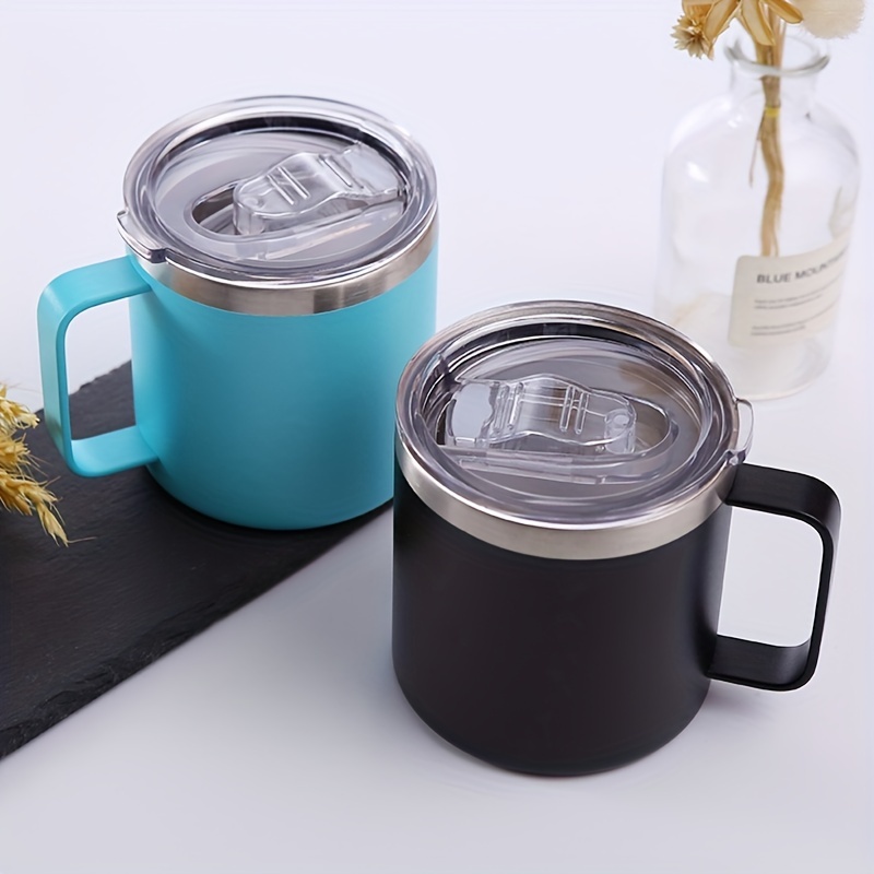 Coffee Mug Cup with Handle, 12 oz Stainless Steel Double Wall Vacuum  Insulated Tumbler with Lid, Reusable and Durable Travel Insulated Coffee  Cup Thermal Cup for Home, Office, Camping 