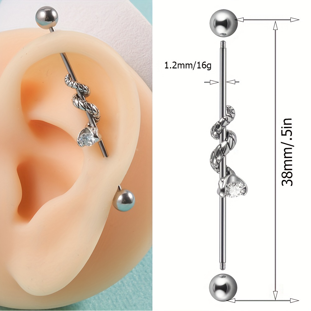 Stainless Steel Snake Industrial Barbell Cartilage Earrings - Temu