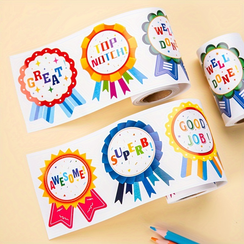 

100pcs/roll Medal Post Paper Students Reward Praise Encouragement Sticker. Excellent Medal, Motivational Stickers, Award Stickers