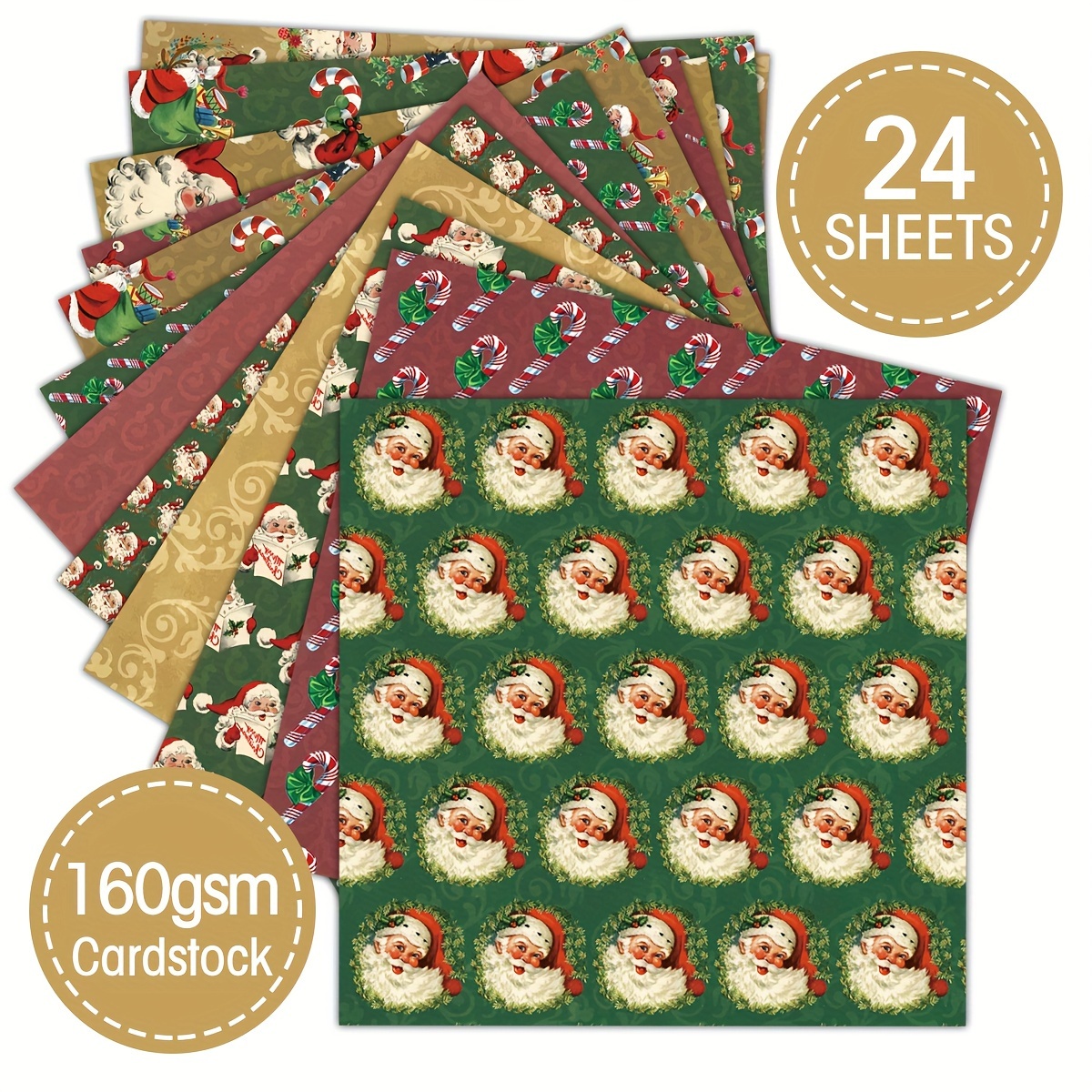24sheets Scrapbook Paper Pad Christmas Scrapbooking Supplies Kit Single,  Sided Pattern Paper, Designer Planner Paper, Junk Journal Craft Paper, Card  M