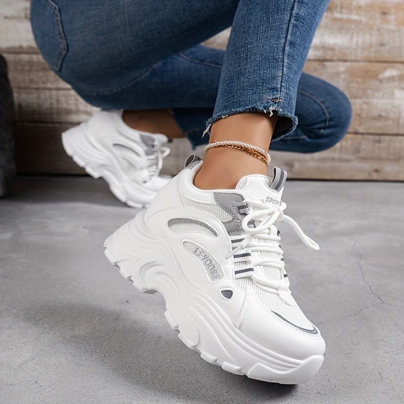 Women's Breathable Lace Up Platform Sneakers With Thick Hemp Rope