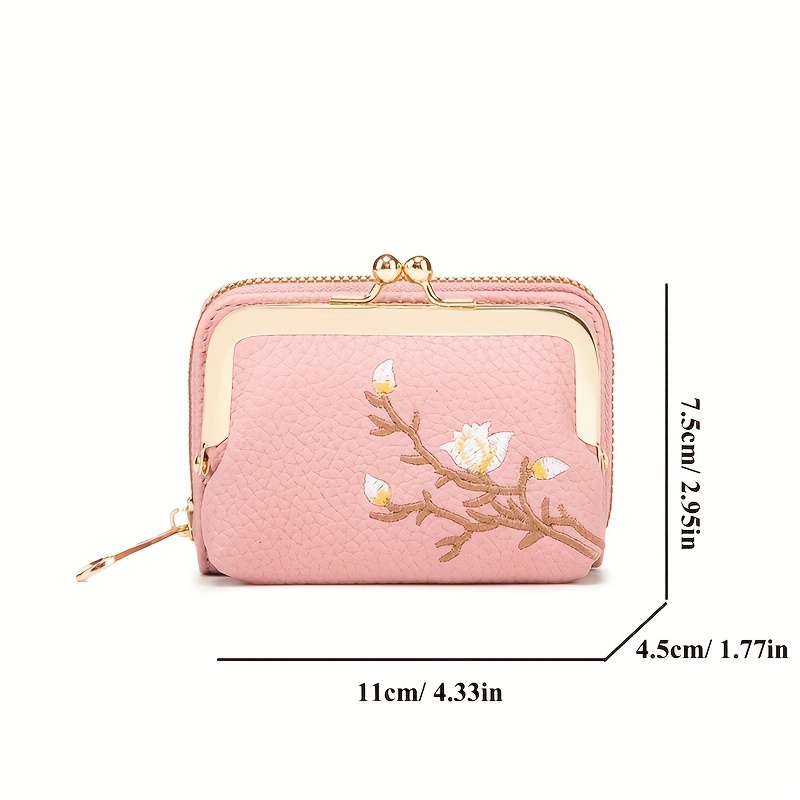 Cherry Embroidered Short Wallet, Zipper Portable Coin Purse, Versatile  Clutch Purse - Temu