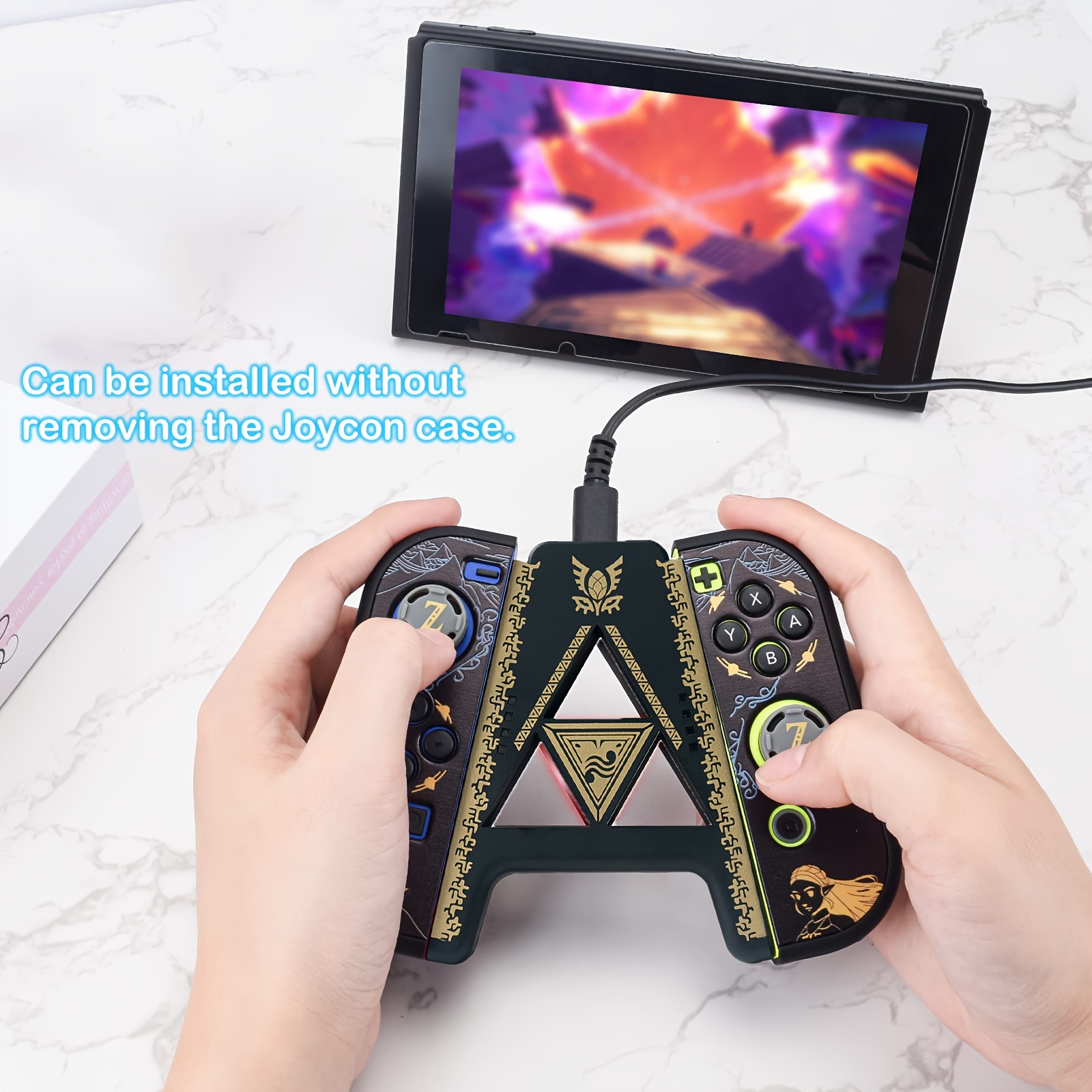  GLDRAM Joycon - Empuñadura de cargador para Nintendo Switch y  Switch OLED, agarre de carga con controlador Switch Joy Con indicador LED,  cable de carga y 6 tapas de agarre para