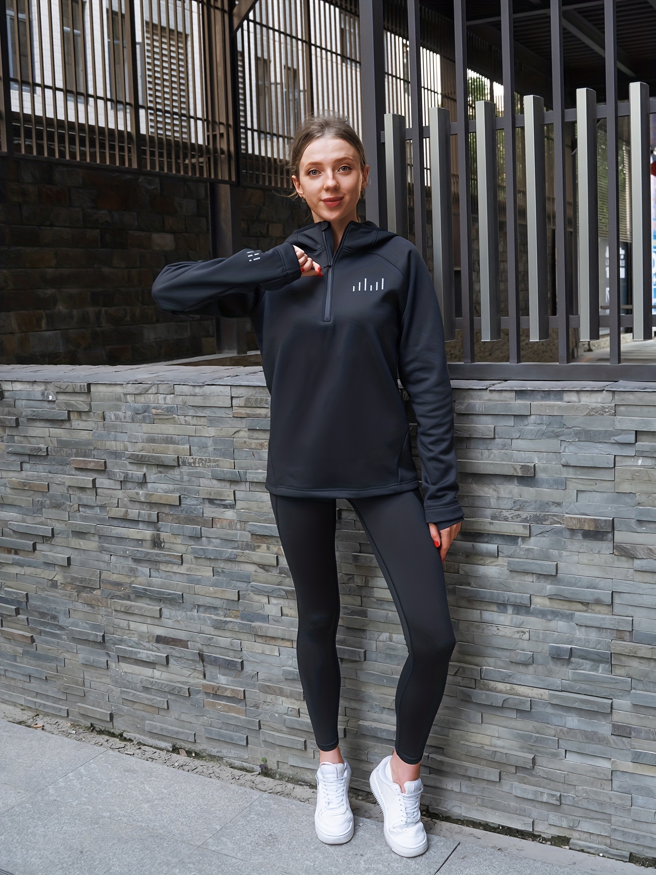 Women's Black High Neck Long Sleeve Fitness Top with Zipper - Perfect for  Basketball, Running, and Sports Activities