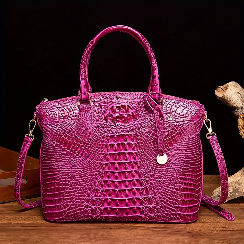 Fashion Crocodile Embossed Handbags Women's Top Handle - Temu Canada