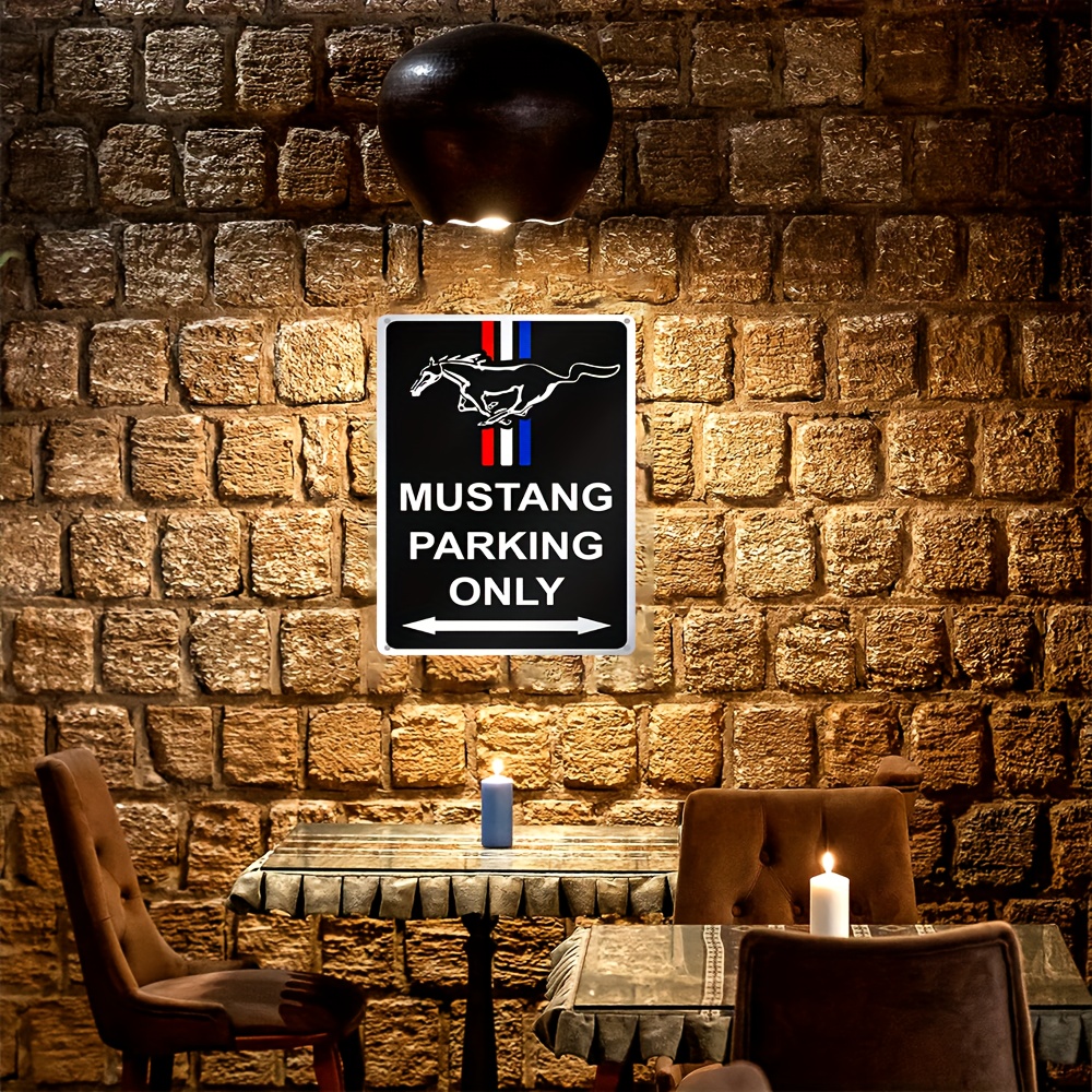 1pc Mustang Parking Only Sign with Protective Transparent Shipping Film  Aluminum Mustang Gifts for Men Black Ford Signs for Garage Bar Man Cave,  Perfe