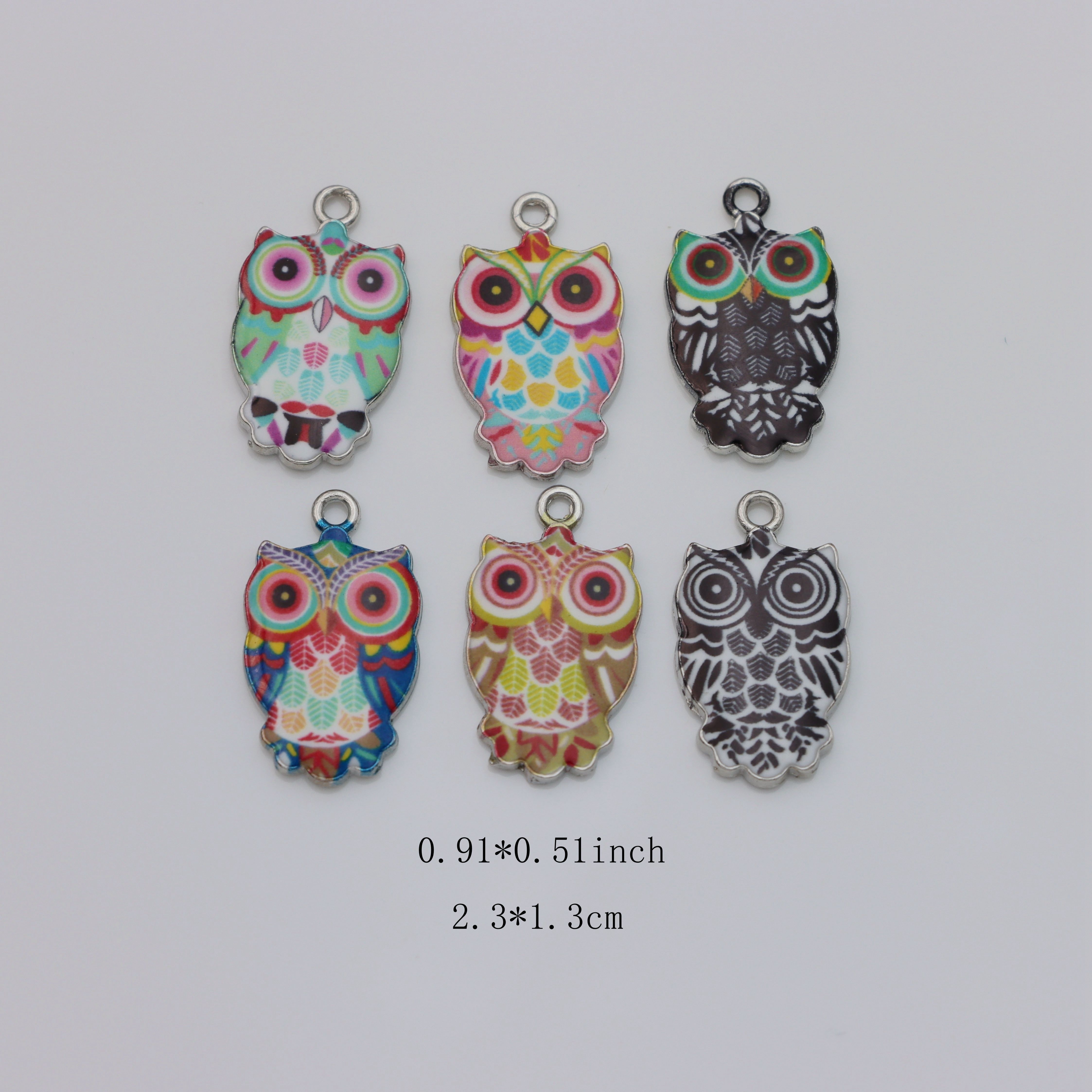 LiQunSweet 40 Pcs 8 Styles Mixed Color Owl Charms Cute Bird Charms Flying  Animal Charms Printed Alloy Charms for DIY Jewelry Accessories and Gifts