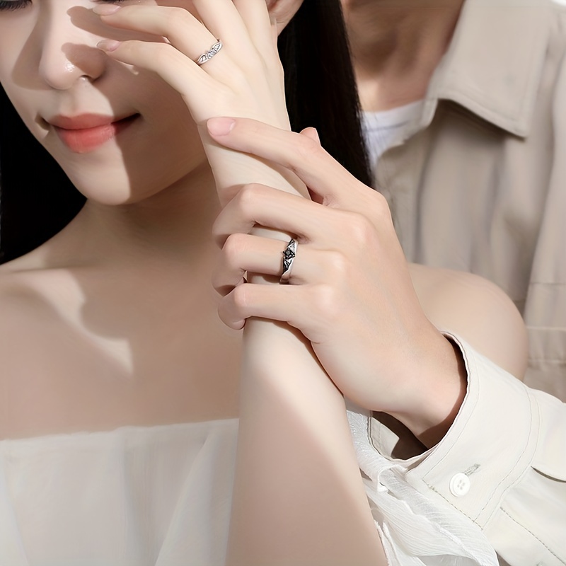 Vintage Couple Ring with Rhinestone Inlay