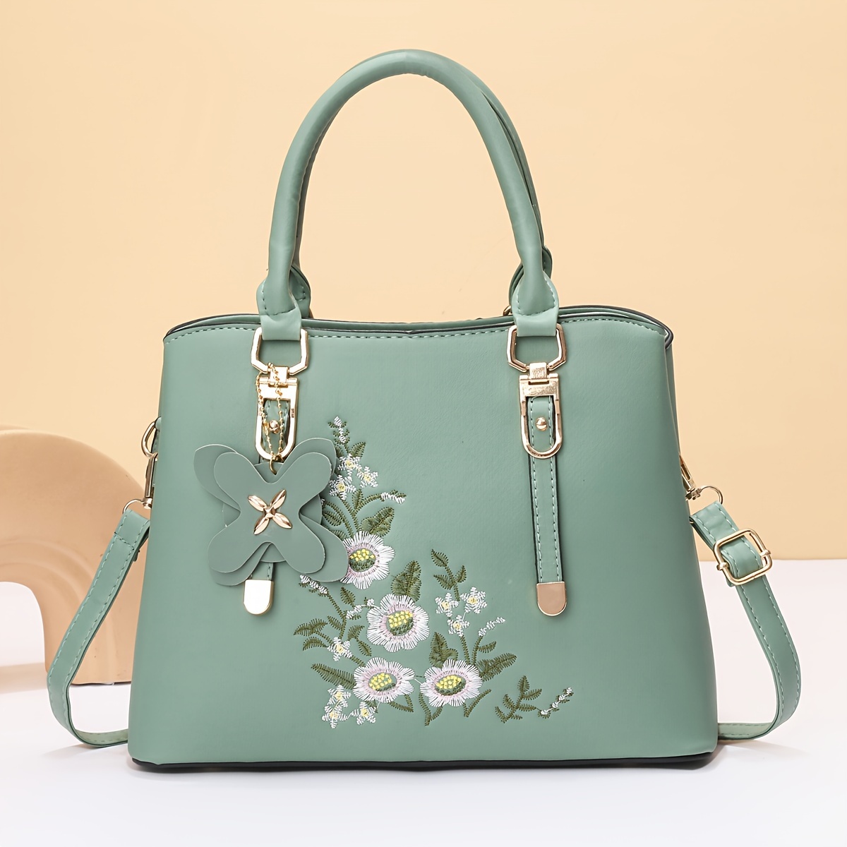 Floral Embroidery Waist Bag, Vintage PU Leather Crossbody Bag, Stitching  Chest Bag For Women