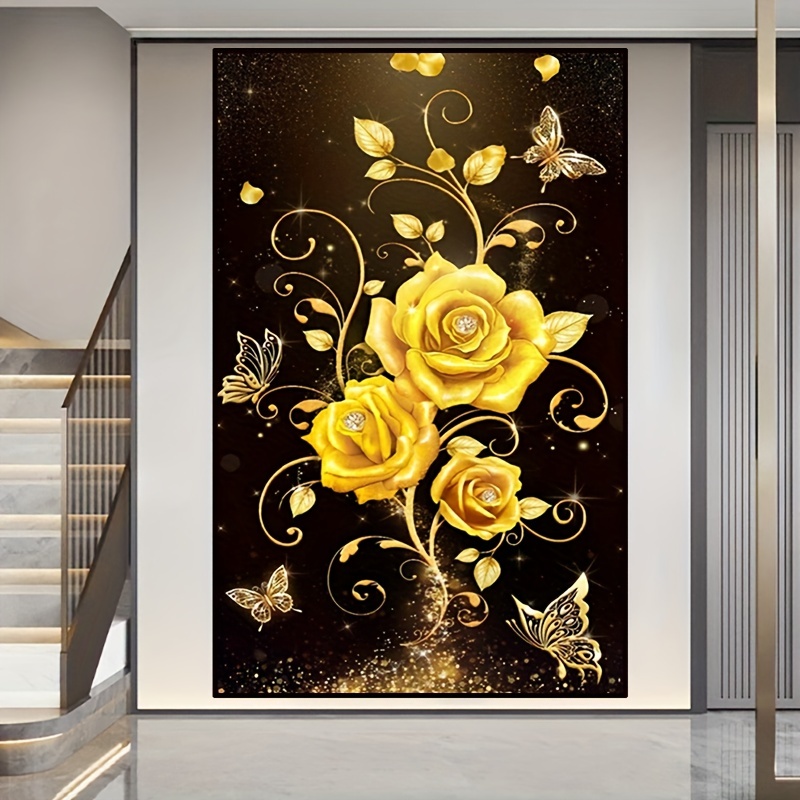 5D Diamond Painting Kits for Adults, Yellow Roses Flowers Full