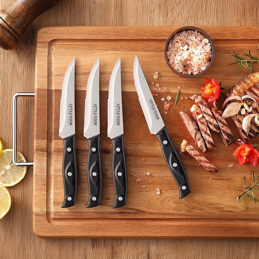 Steak Knives, Steak Knives Set of 6, Japanese HC Steel Premium Serrated  Steak Knife Set with