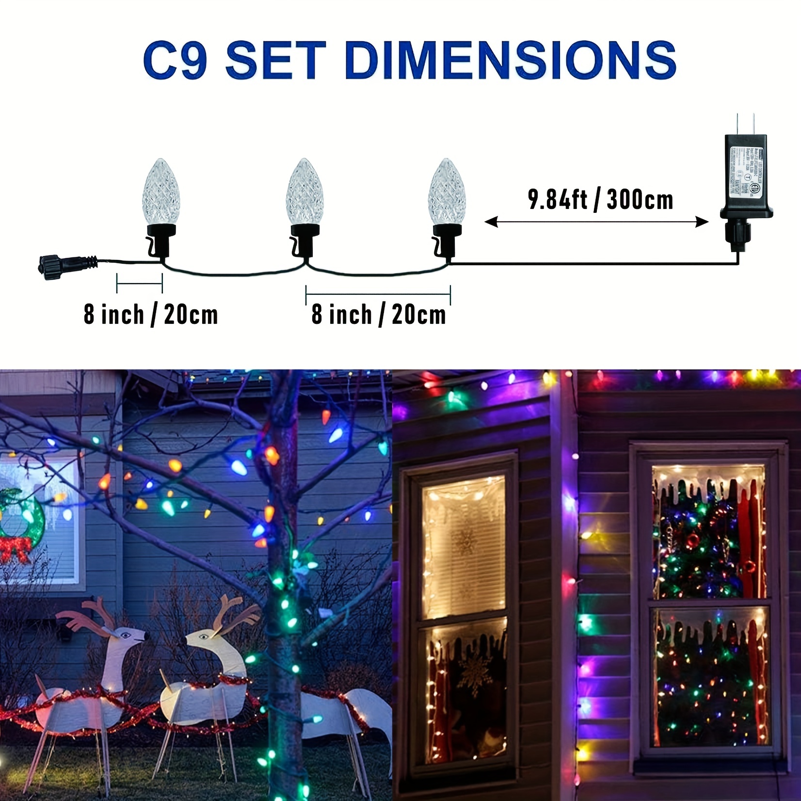 C9 Christmas String Lights Outdoor 30 Led 50 Led Waterproof - Temu