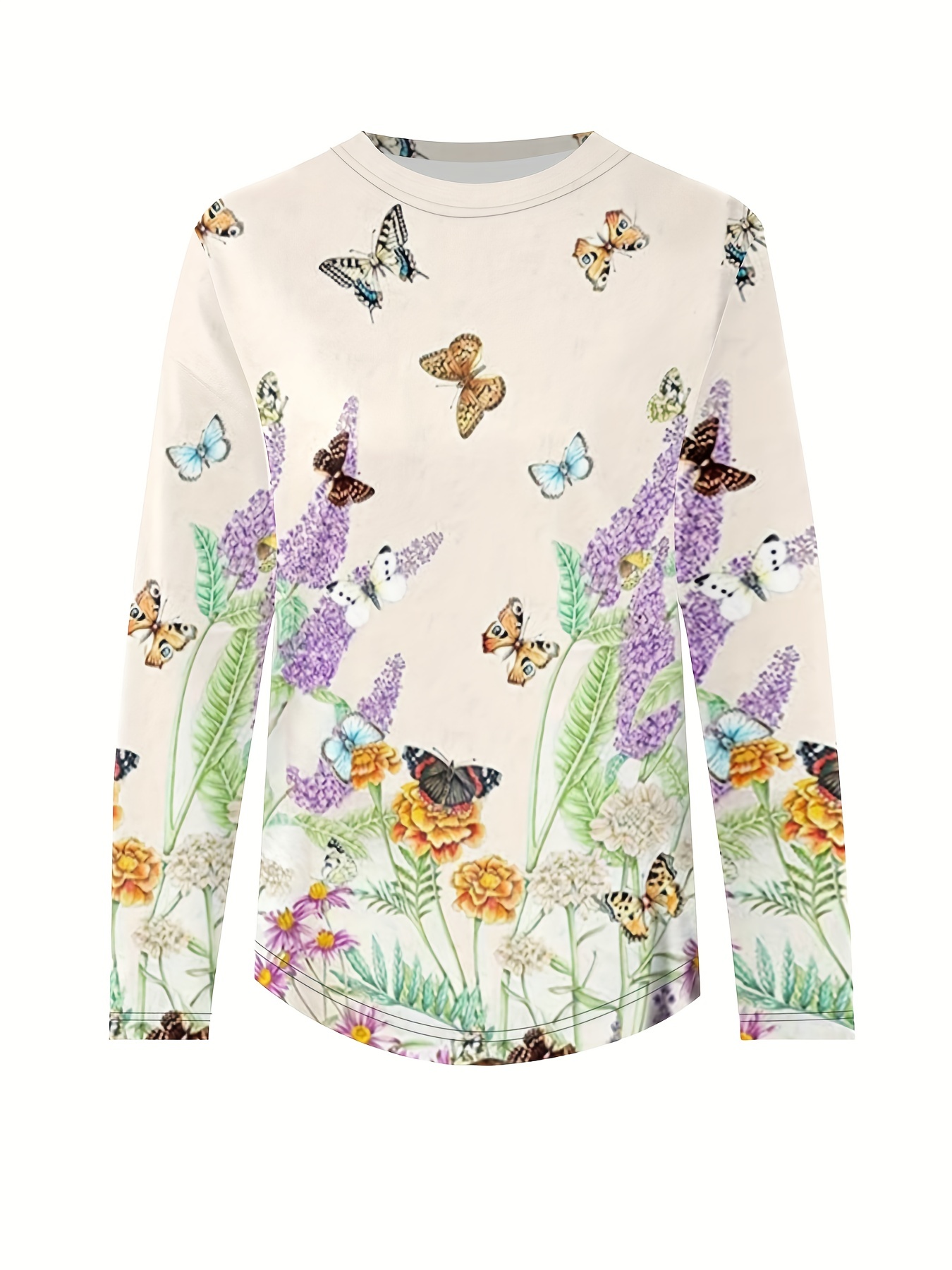 Camiseta manga larga estampado mariposa