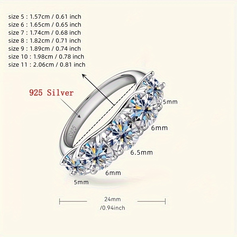 925 Silver Ring Inlaid Moissanite 3.6ct High Engagement Wedding Ring