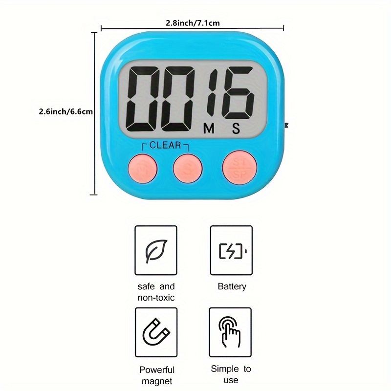 4 Pack Digital Kitchen Timer for Teacher Classroom Small Timers for Kids  Magnetic Stand ON/Off Switch
