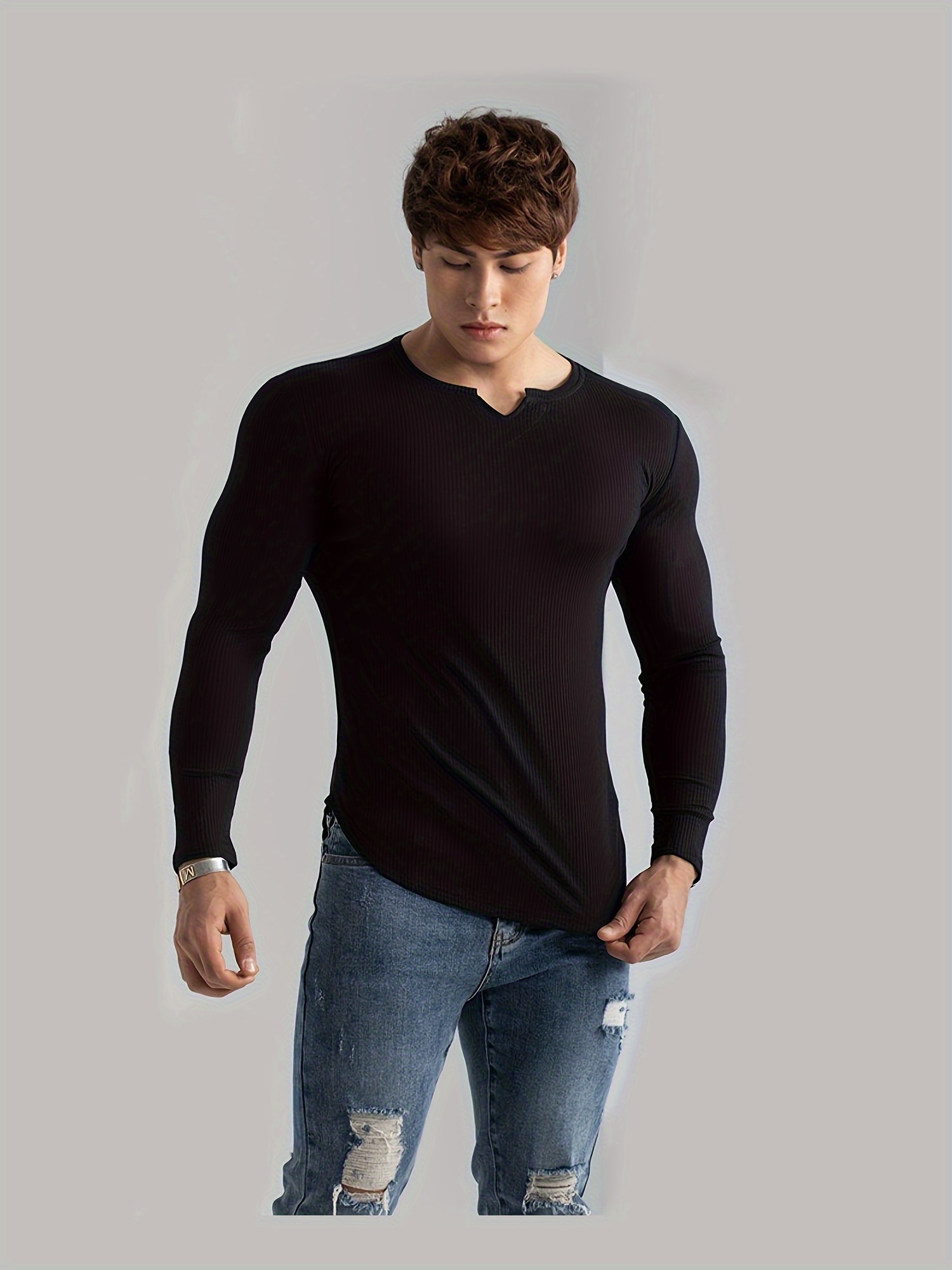  Men's T-Shirts Men Solid Round Neck Tee T-Shirts for