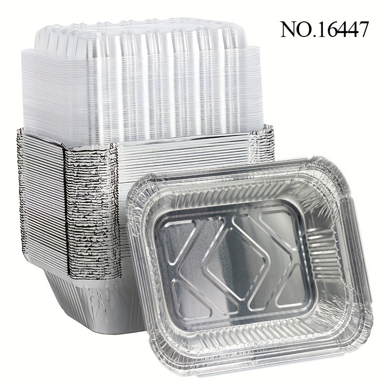 8x8 Foil Pans for Meal Prep and Cooking, Disposable Aluminum Trays (50  Pack)