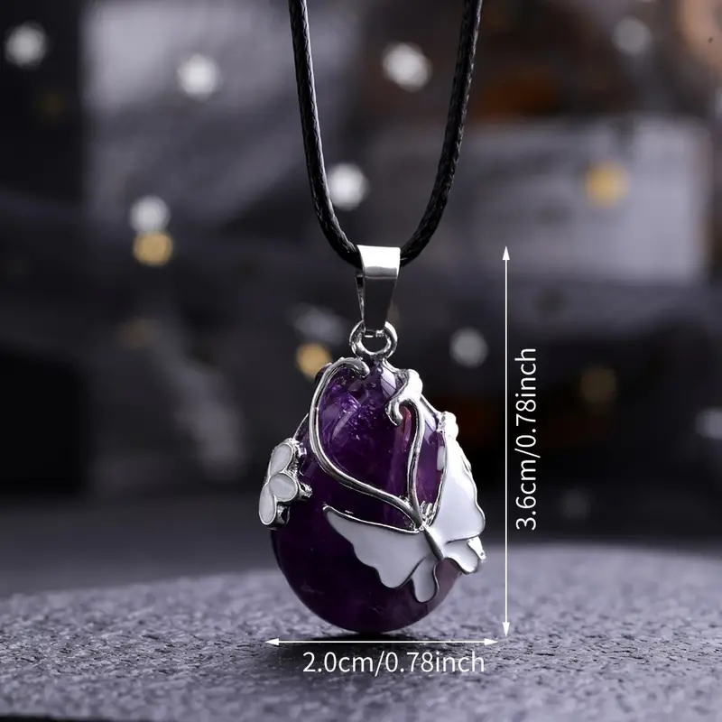 1pc Stone Pendant Necklace Amethyst Rose Quartz Black Obsidian Balance  Chakra Positive Energy Gem Festival Gift | Free Shipping On Items Shipped  From Temu | Temu