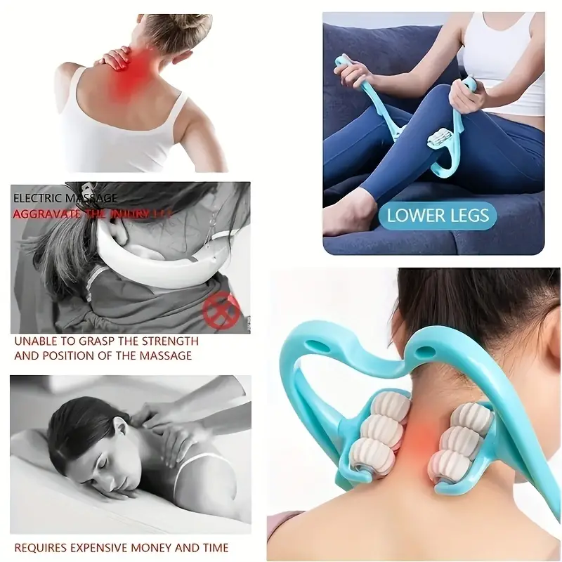 Neck Massager, 6 Rollers Shoulder Massager, Handheld Self Muscle Massage  With Muscle Relaxing Massage Points, Ergonomic Design, Lightweight And  Portable For Neck, Shoulder, Knee Relaxation - Temu