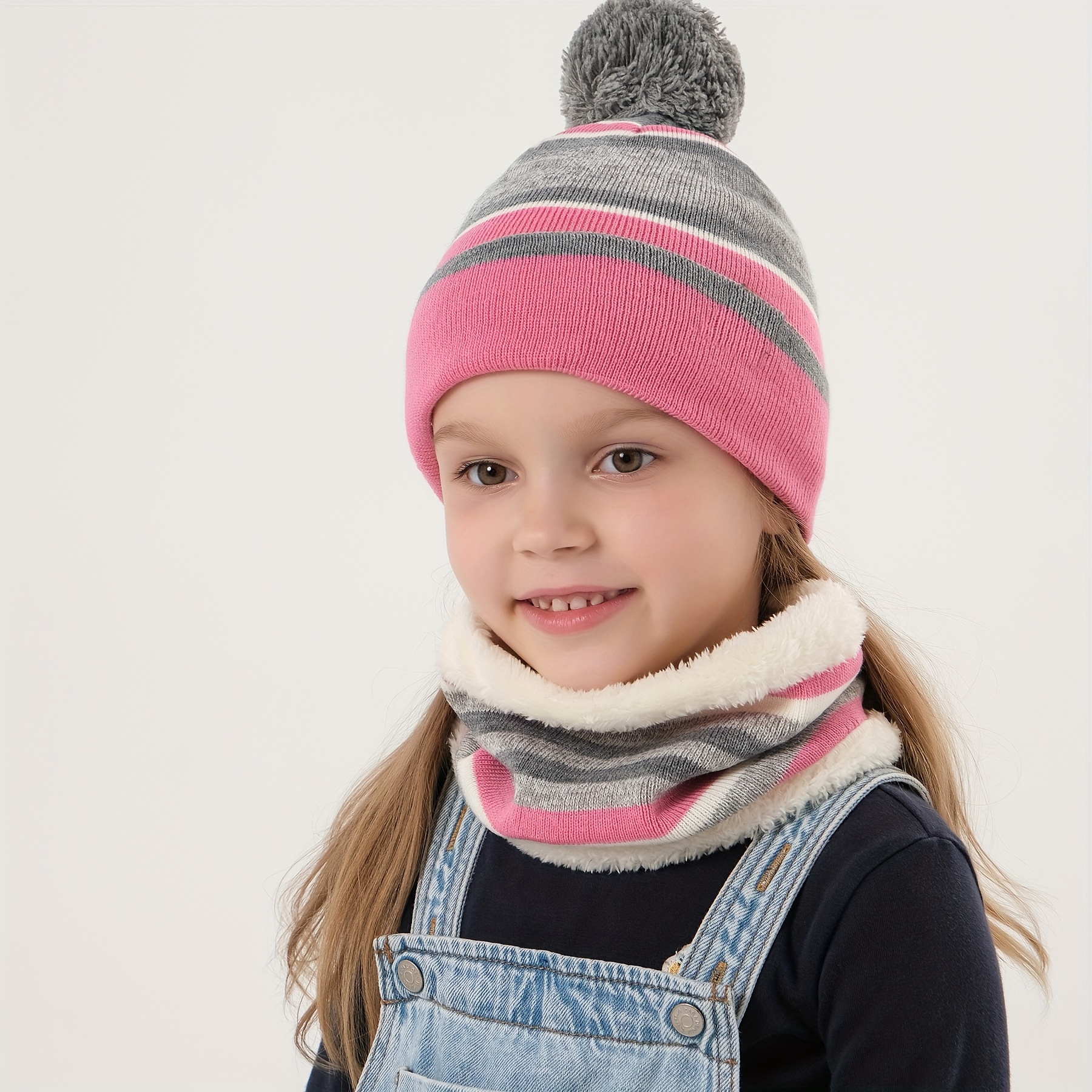 TAGVO Enfants Hiver Tricoter Bonnet Ensemble d'écharpe de Chapeau