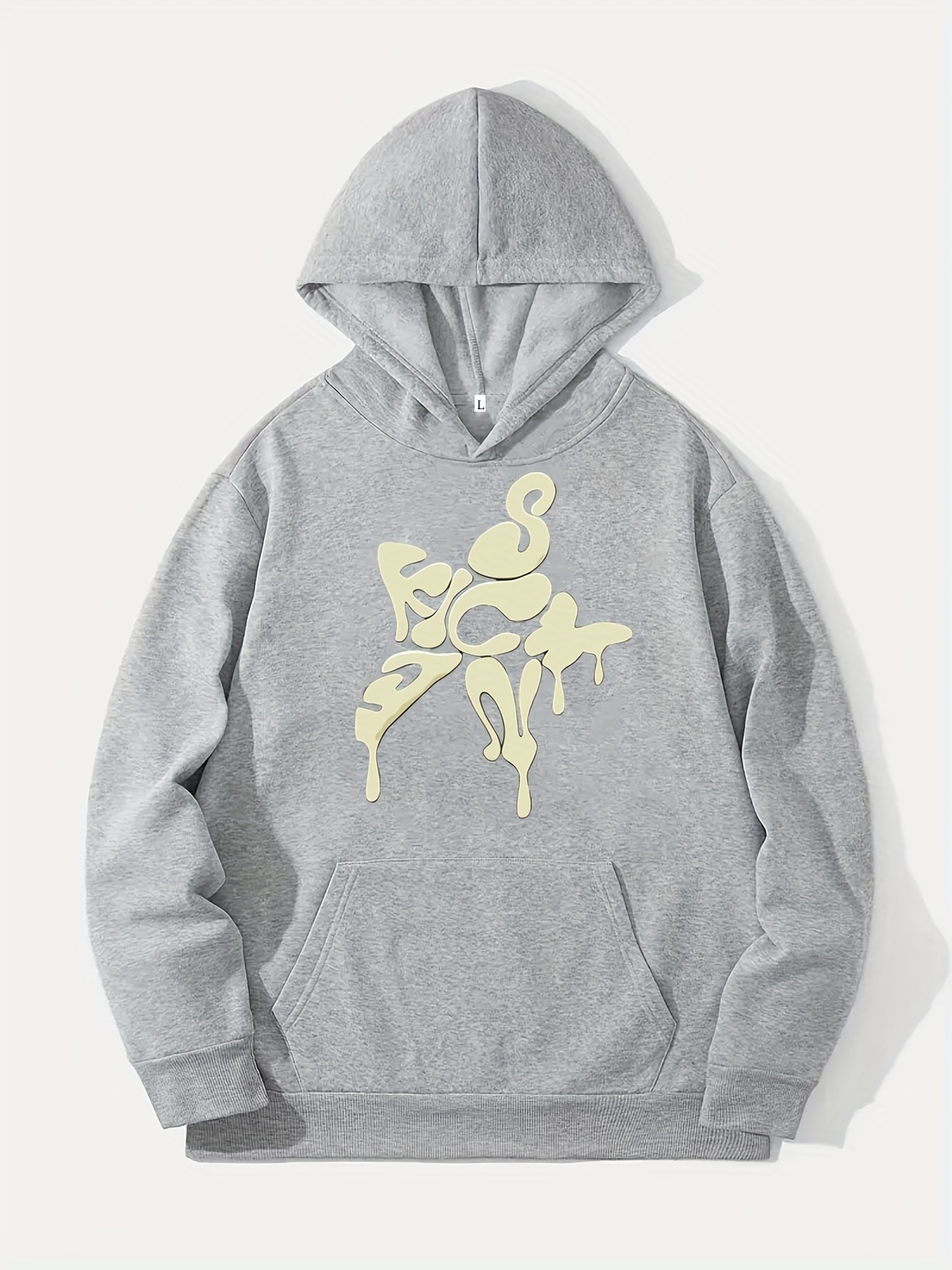 Hoodies For Men, Melted Letters Graphic Hoodie, Men's Casual Pullover Hooded  Sweatshirt With Kangaroo Pocket For Spring Fall, As Gifts - Temu
