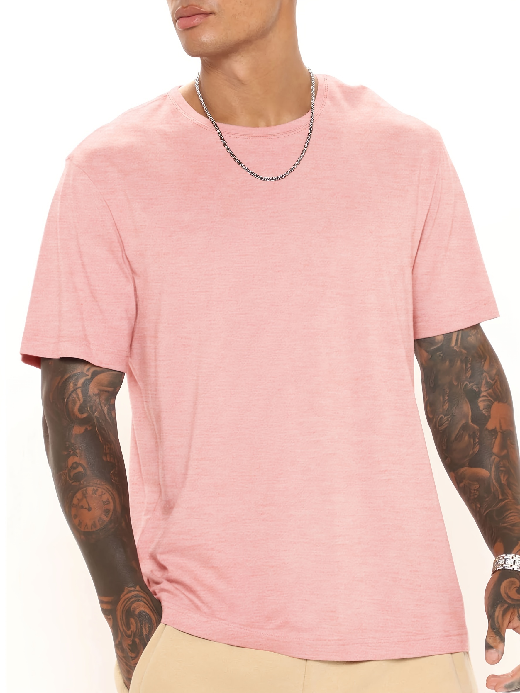 Camiseta Diaria De Manga Corta Con Cuello Redondo Para Hombre, Informal, De  Color Sólido, Tops Como Regalo