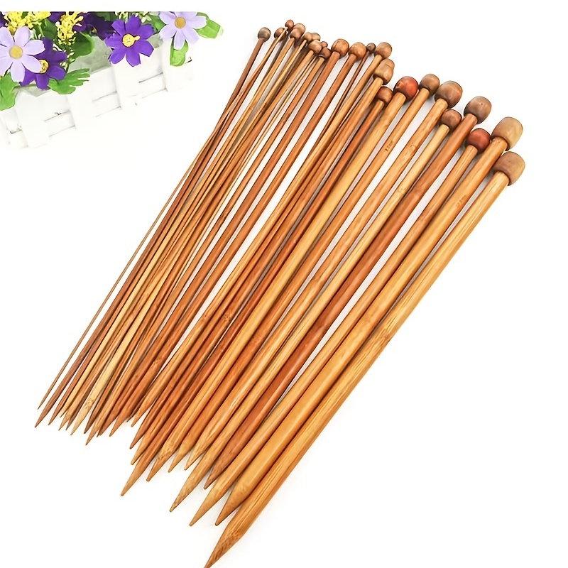 36pcs Carbonized Bamboo Knitting Needle Set 25cm Length Single Pointed  Sweater Straight Needles For Hand Weaving Knitting - AliExpress