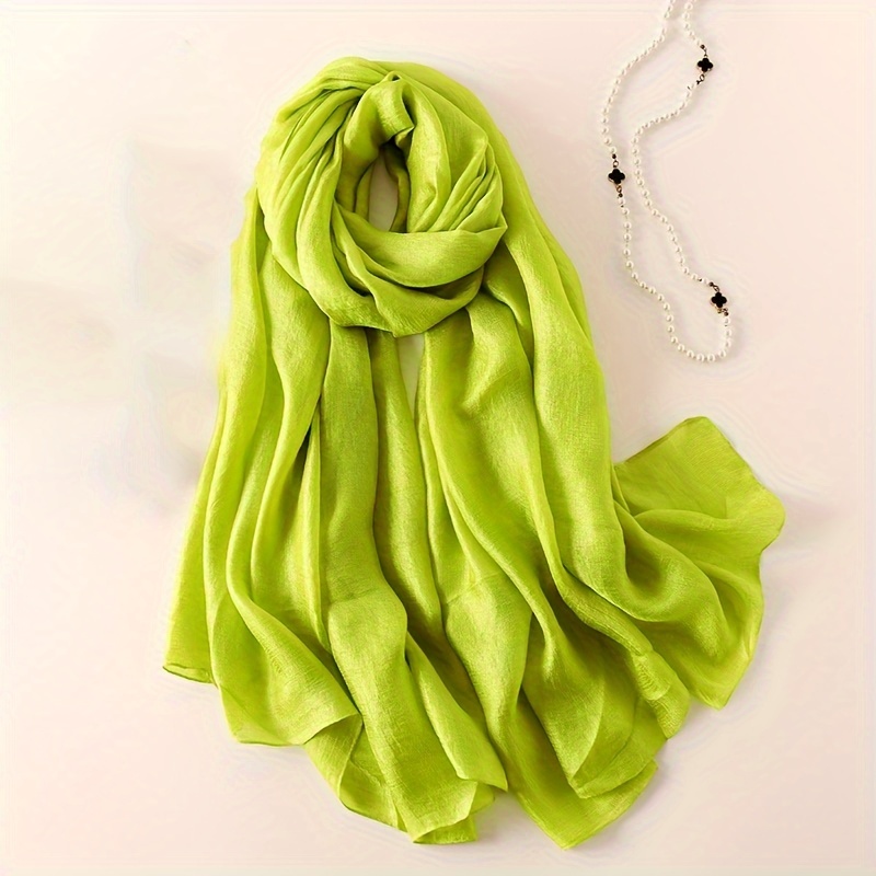 

Simple Bright Color Scarf, Elegant Thin Smooth Shawl, Sunscreen Windproof Versatile Scarf For Women
