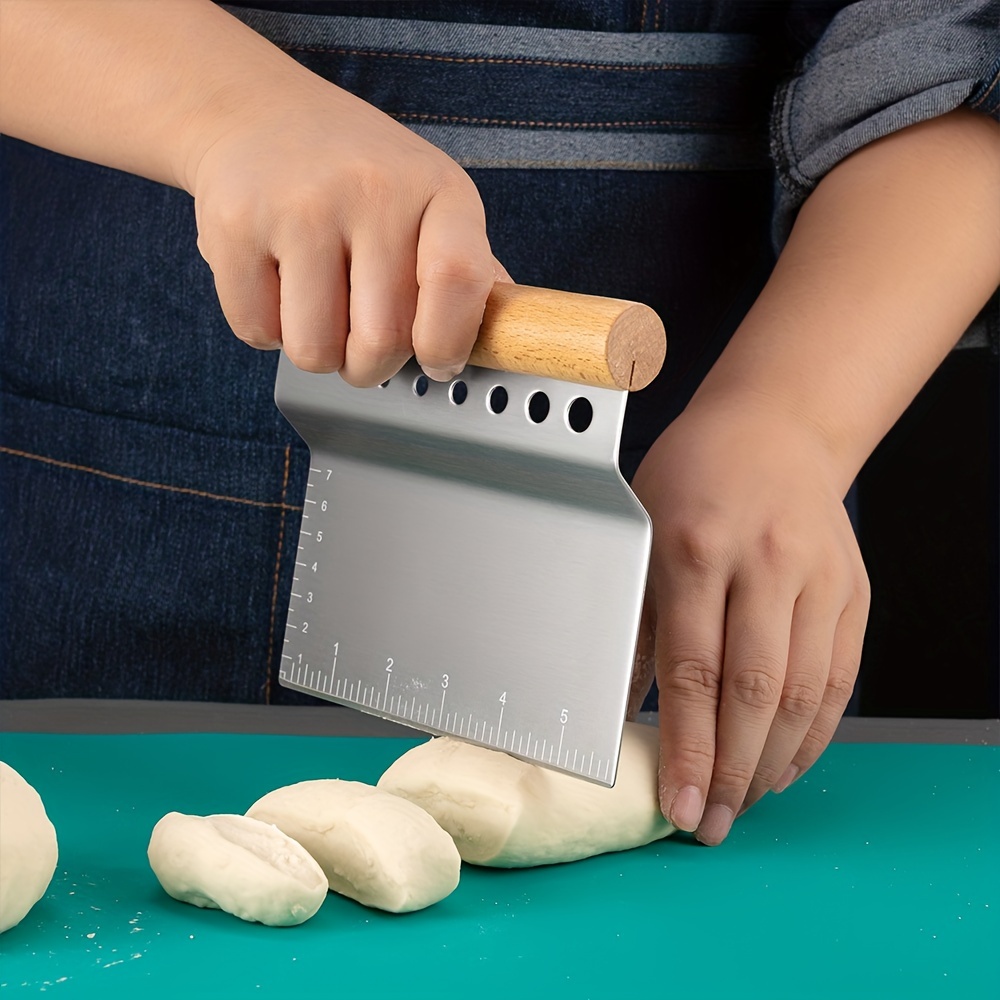 2-In-1 Stainless Steel Dough Cutter & Scraper with Peeling Hole