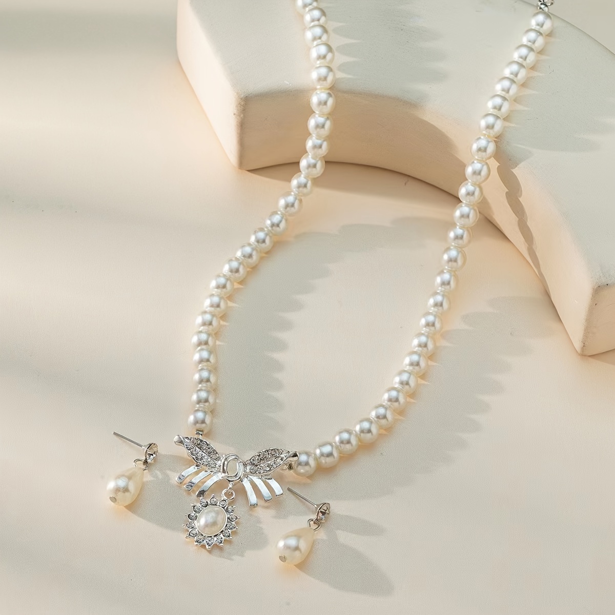 Set gioielli Donna con strass goccia d'acqua collana orecchini parure  brillantin