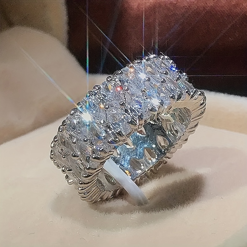 Silver Plated Big CZ Cubic Zircon Stone Rings Rings For Women