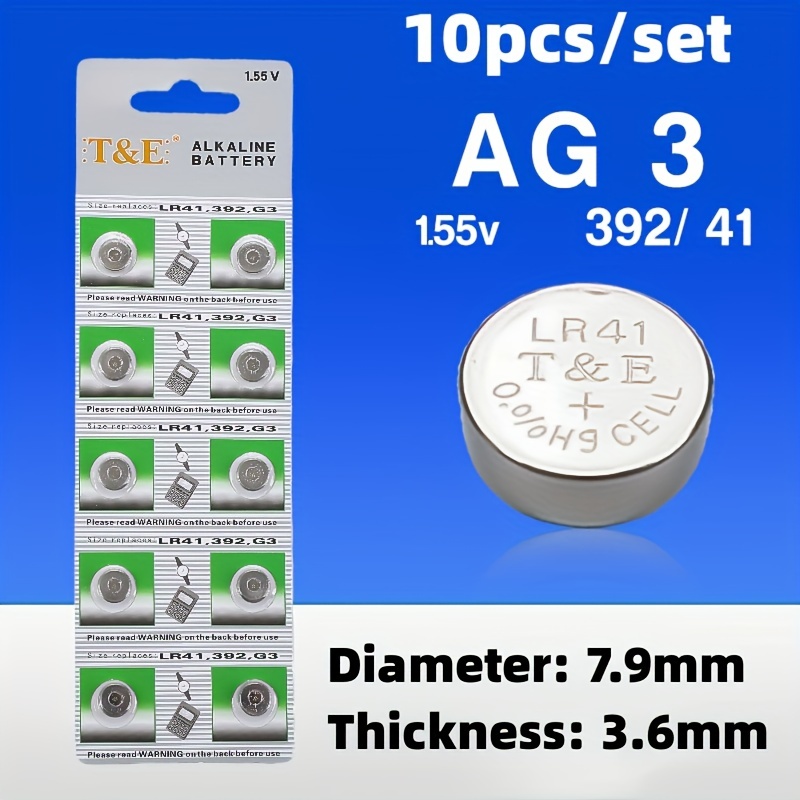 MovilCom - Pile bouton AG3, 1,5 V, équivalente à 392, SR41W, V392, D392,  S736E, 2478, LR41, 280-13, L736, SR41 : : High-Tech
