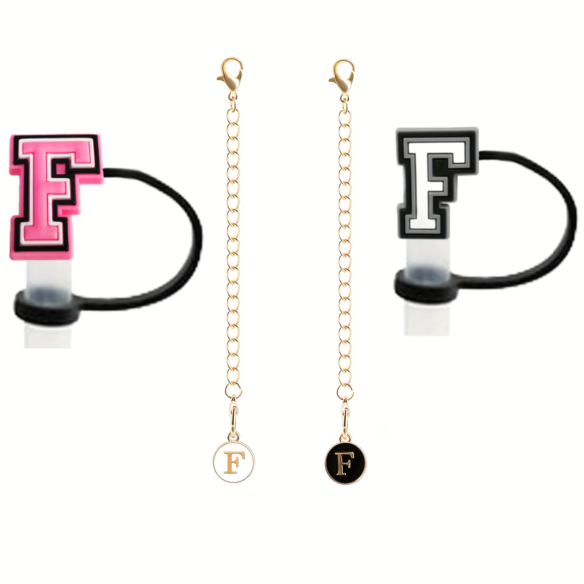 2+2)2 stk sugerørdeksel for kopp 30\u002640oz 8/10mm sugerørstopper med 2 stk  kopptilbehør bokstavcharms navn id initialbokstav håndtak charm for tumbler  (bokstav a-m), tilpasning av drikkekar,personlig tumbler,søt drikkekar  dekor,dekorativ kopp tilbehør ..., image size:2000x2000