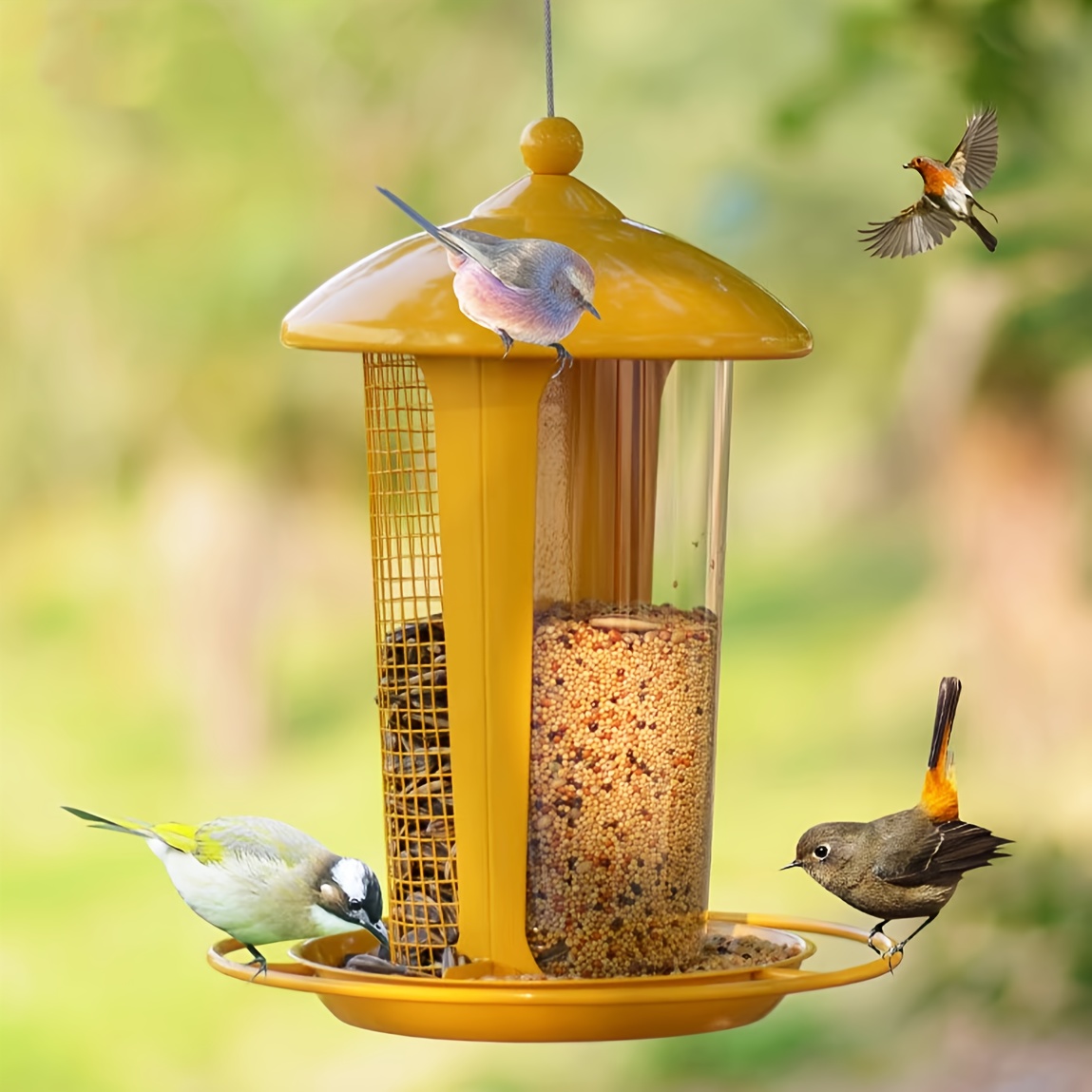 Mangeoire oiseaux extérieur à suspendre pour oiseaux sauvages pour jardin  balcon Distributeur de nourriture «34716 Nourri-Silo»