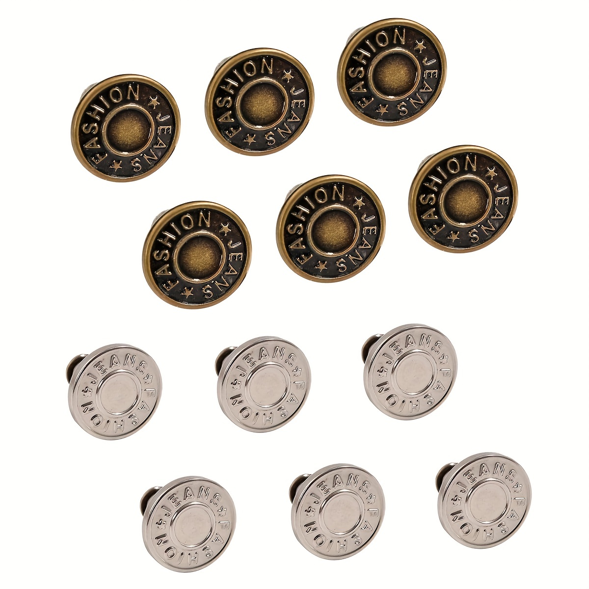10PCS Button Pins for Jeans, Perfect Fit Jean Button Replacement, Adjustable  Jean Button Pins Metal Clips Snap Tack No Sew Instant Extend or Reduce Any  Pants Waist [Upgraded] 