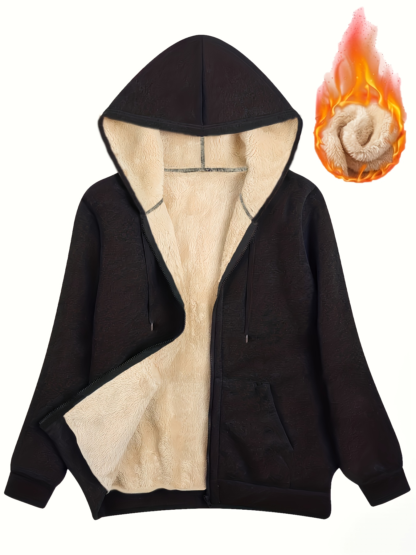 Plus Size Men's Solid Hoodies Oversized Hooded Jacket Zipper - Temu Ireland