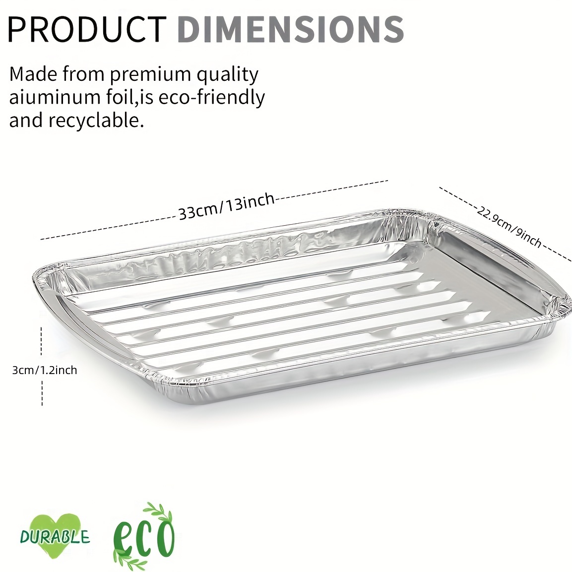 10packs 9x13 Aluminum Broiler Pans With Ribbed Bottom, Heavy Duty Aluminum  Disposable Grill Pans, For Cooking, Roasting, BBQ, Picnic, Texture