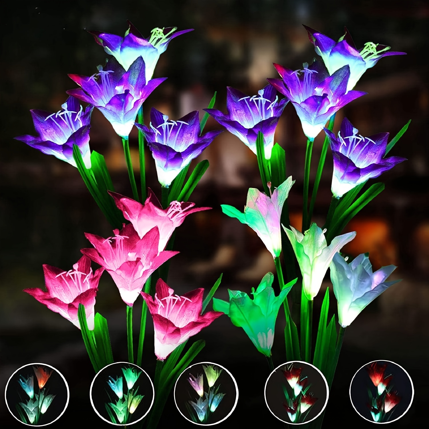 'Savings on 4pcs Solar Flowers Lights Garden Stake Outdoor 16 Head Lily';