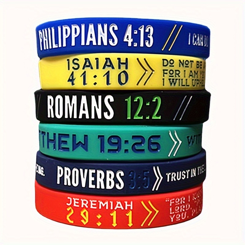 5 Pcs/Pack Positive Words Silicone Wristbands with Text Message, Solid Color Rubber Bracelets Rubber Band Bracelets Party Favors,Temu