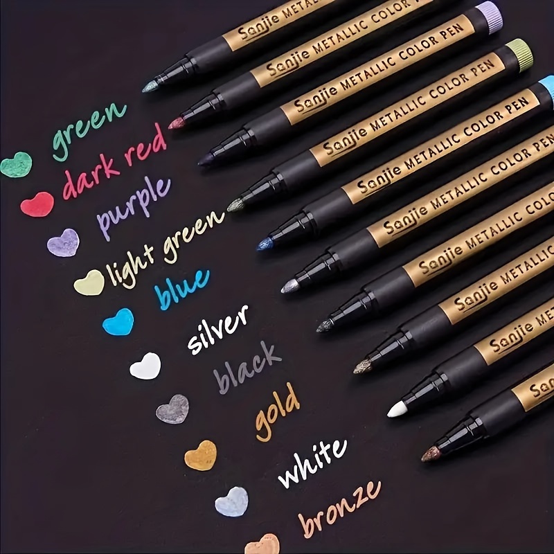 Premium Metallic Markers Pens - Silver and Gold Paint Pens for Black Paper,Glass  