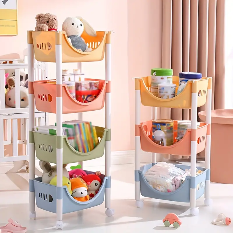 3/4 Layers Color Storage Shelf Household Book Toy Sundries - Temu
