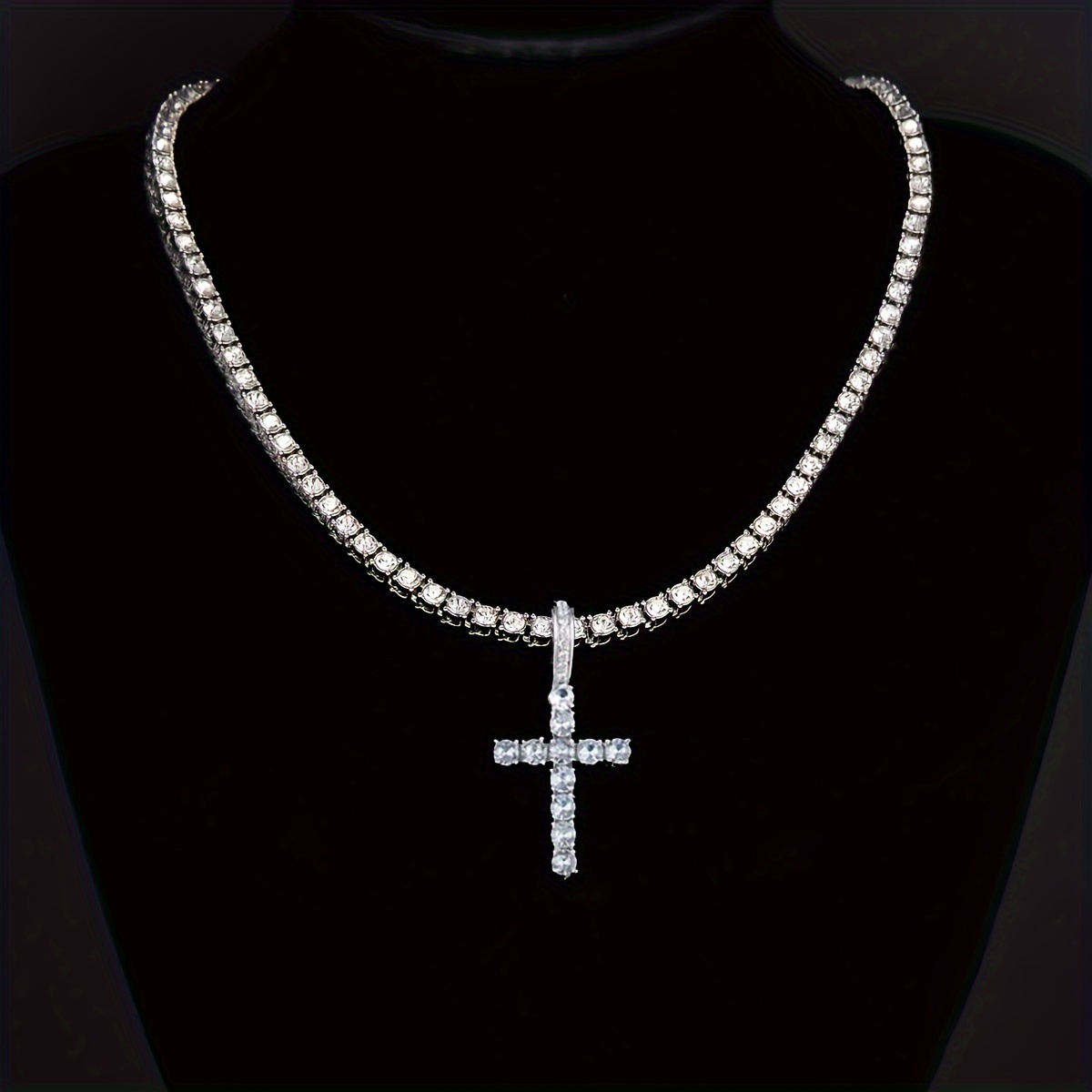 Orecchini A Croce In Oro Rosa 555Jewelry – Pendenti Con Zirconi Bianchi Per Donna – Gioielli Moda In Acciaio Inox 316L - 3