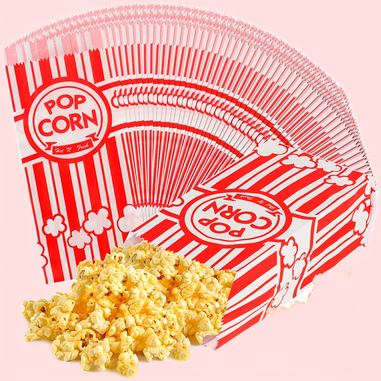 

100pcs, Paper Popcorn Bags, 1oz Concession-grade Bags, Popcorn Machine Accessories For Popcorn Bars, Movie Nights
